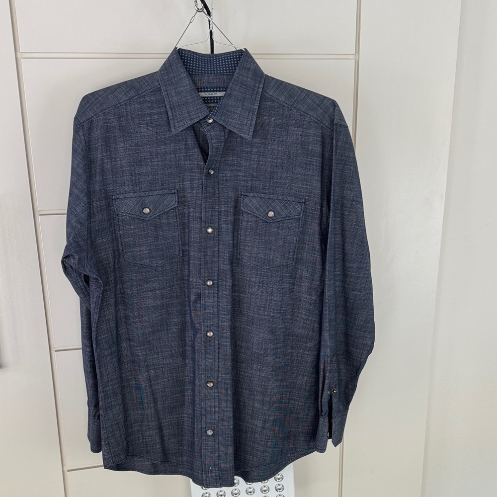 Johnston and Murphy Blue Button-Up Shirt